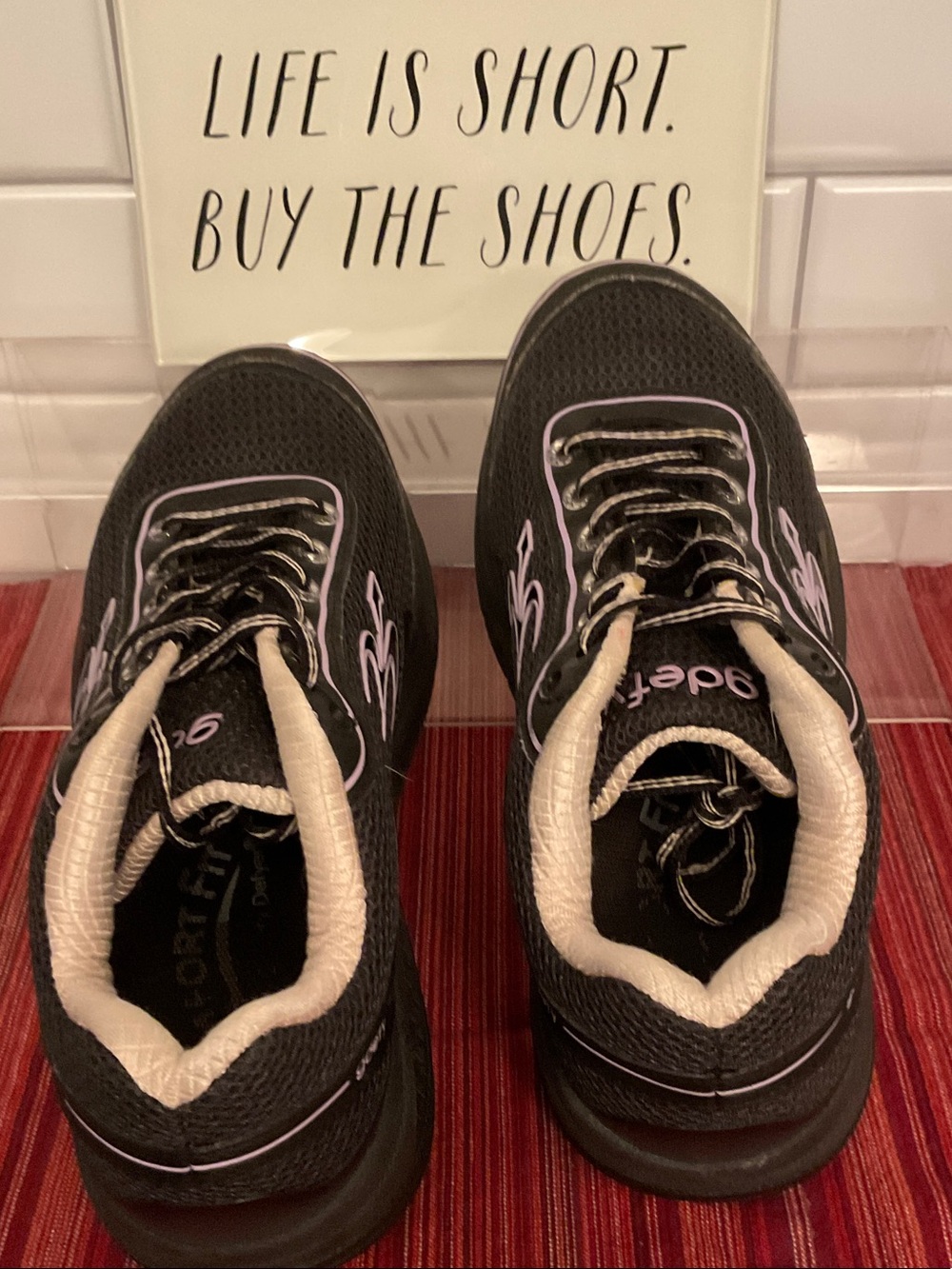 Gdefy Women's Black Athletic Sneakers with Light PurpleTrim